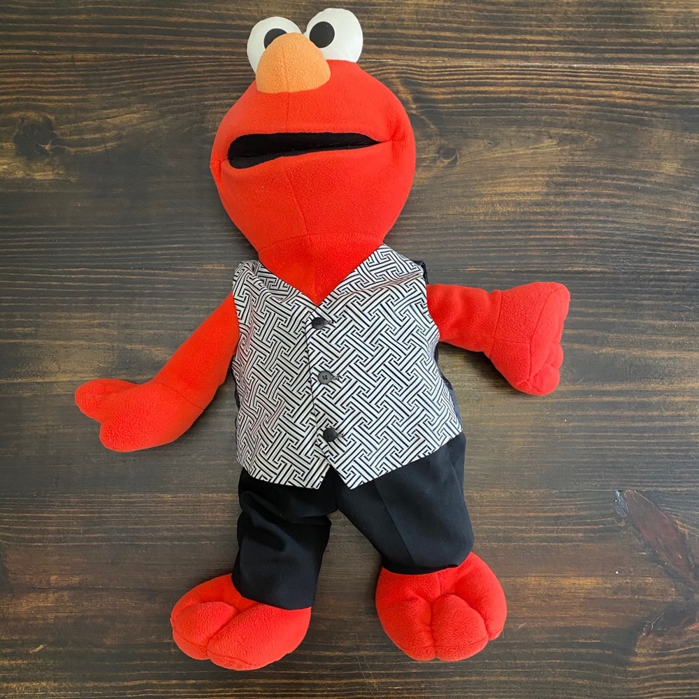 Vintage Sesame Street Elmo Large Plush Dressed in Formal Vest and Pants 26" Inch